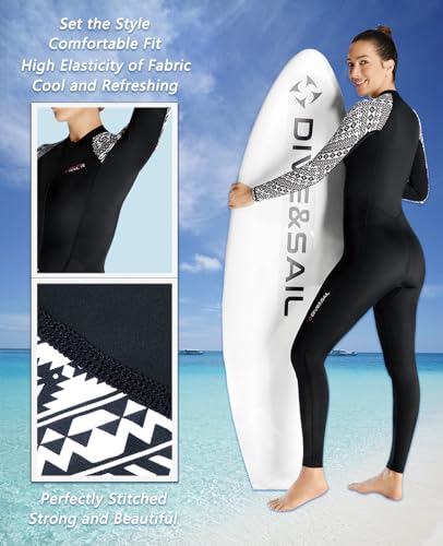 Skyone Dive Skins Swimsuit Full Body Rash Guard for Men Women, Thin Wet Suit Scuba Skin UV Protection Long Sleeve, One Piece Quick Dry Wetsuits Diving Skin for Snorkeling (Black Women, XX-Large) - Image 4