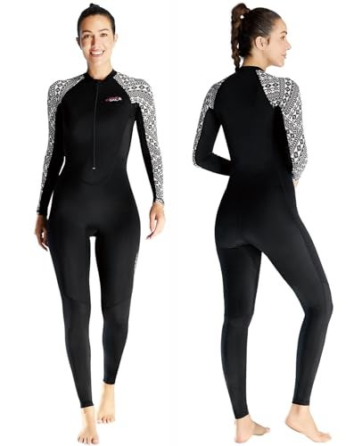 Skyone Dive Skins Swimsuit Full Body Rash Guard for Men Women, Thin Wet Suit Scuba Skin UV Protection Long Sleeve, One Piece Quick Dry Wetsuits Diving Skin for Snorkeling (Black Women, XX-Large) - Image 1