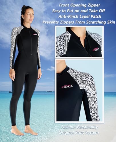 Skyone Dive Skins Swimsuit Full Body Rash Guard for Men Women, Thin Wet Suit Scuba Skin UV Protection Long Sleeve, One Piece Quick Dry Wetsuits Diving Skin for Snorkeling (Black Women, XX-Large) - Image 5