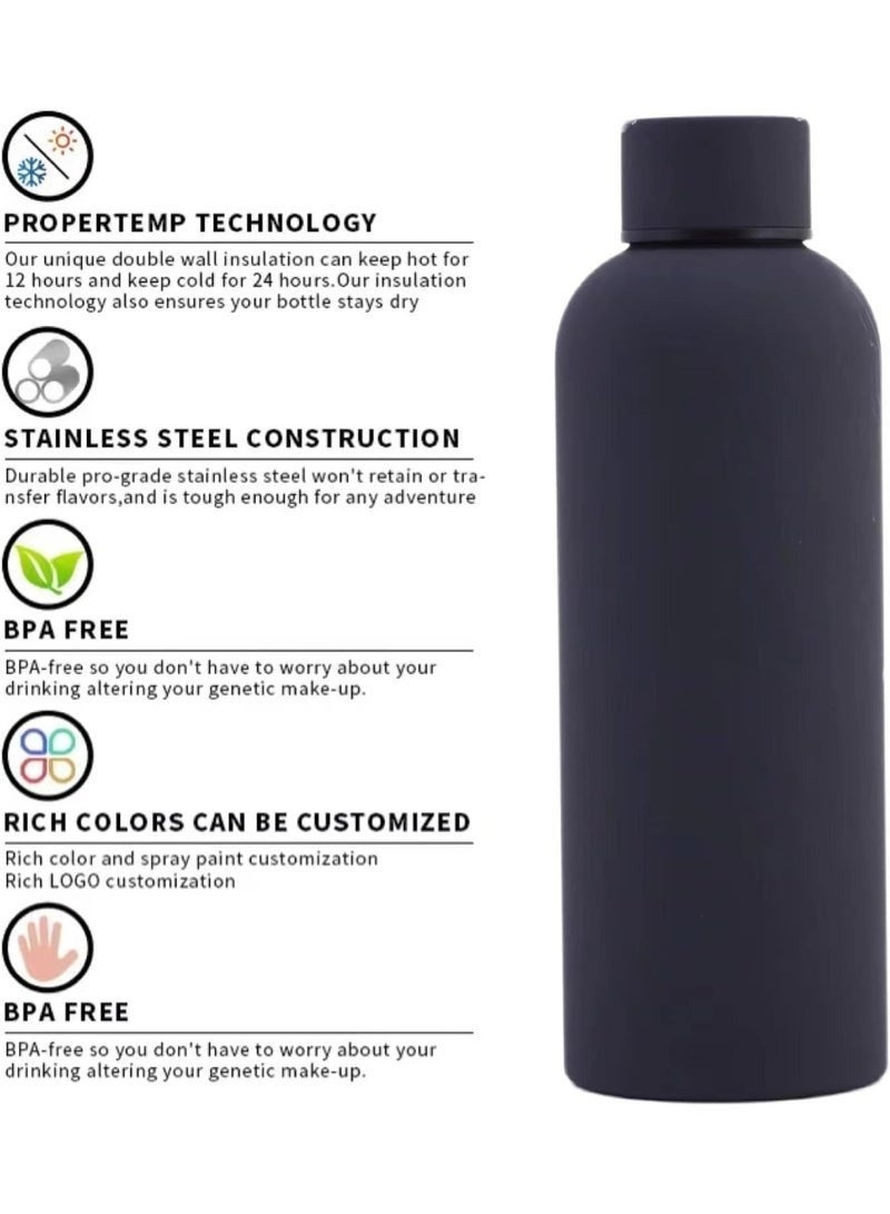 هابي هوم زجاجة مياه ذات جدار مزدوج من الفولاذ المقاوم للصدأ زجاجة رياضية للمشروبات الباردة والساخنة مضادة للتسرب (500 مل) مع فرشاة سيليكون (هدية) - Image 5