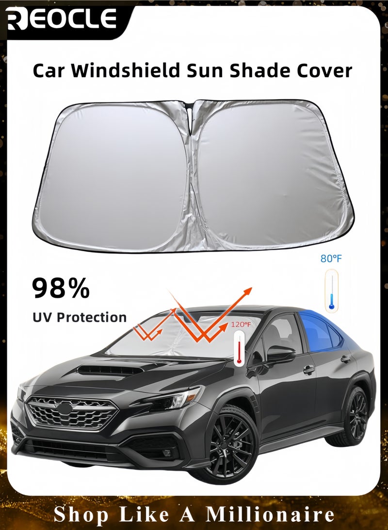 REOCLE Car Windshield Sun Shade with Storage Pouch Durable Silver-coated Material Car Sun Visor for UV Protection and Sun Heat Protection Car Interior Accessories - Image 1