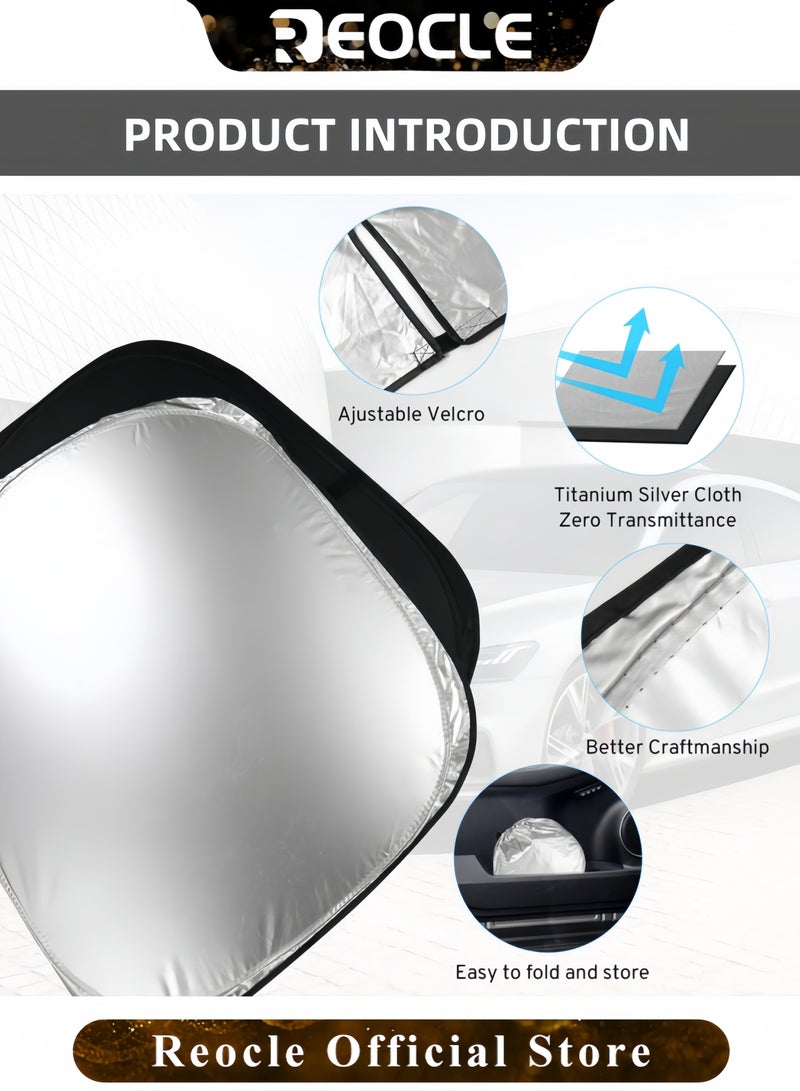 REOCLE Car Windshield Sun Shade with Storage Pouch Durable Silver-coated Material Car Sun Visor for UV Protection and Sun Heat Protection Car Interior Accessories - Image 5