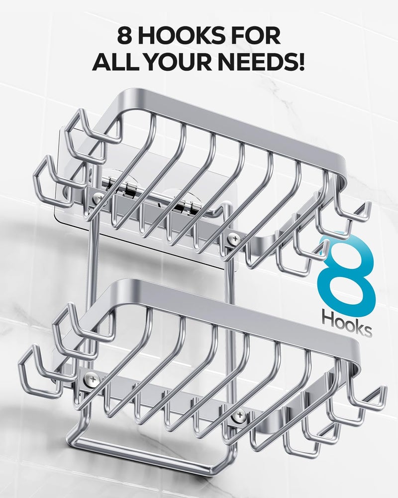 Nieifi Adhesive 2 Tier Bar Soap Holder, Stainless Steel for Shower Wall, Soap Dish for Bathroom, Gray - Image 3