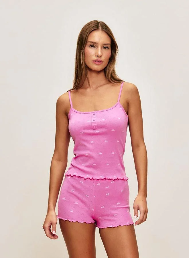 Undiz Cotton pointelle shorts with knot print