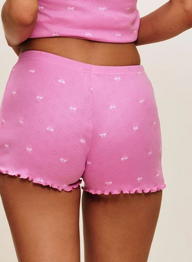 Undiz Cotton pointelle shorts with knot print