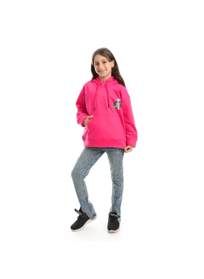 سيزار هودي بناتي ميلتون شتوي مزود بطباعات علي الصدر والضهر - Image 4