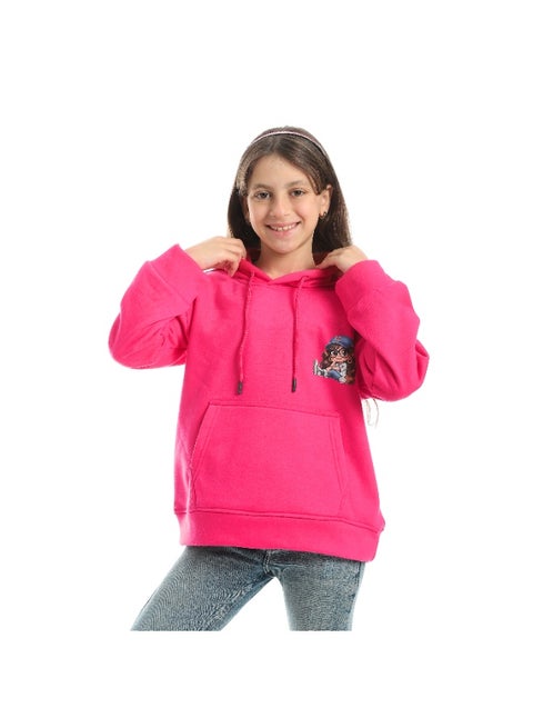 هودي بناتي ميلتون شتوي مزود بطباعات علي الصدر والضهر