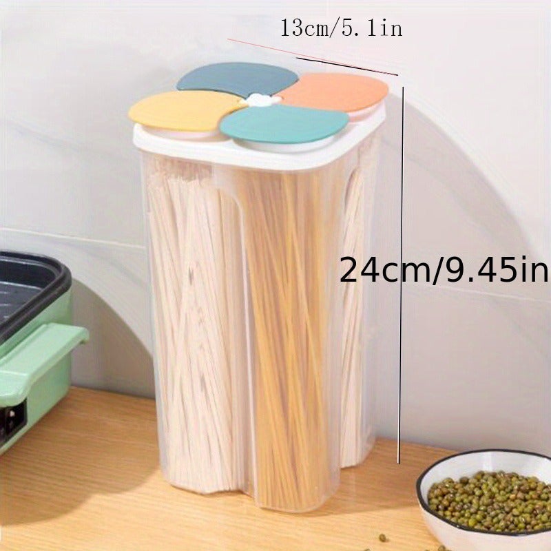 Five Grains Sealed Storage Container with Compartments Suitable for Beans, Legumes & Dry Food - Plastic Moisture-Proof Pantry Organizer with Snap Lid, Multi-Compartment Canister for, Pasta, Cereal, Kitchen & Pantry Shelf - Image 1
