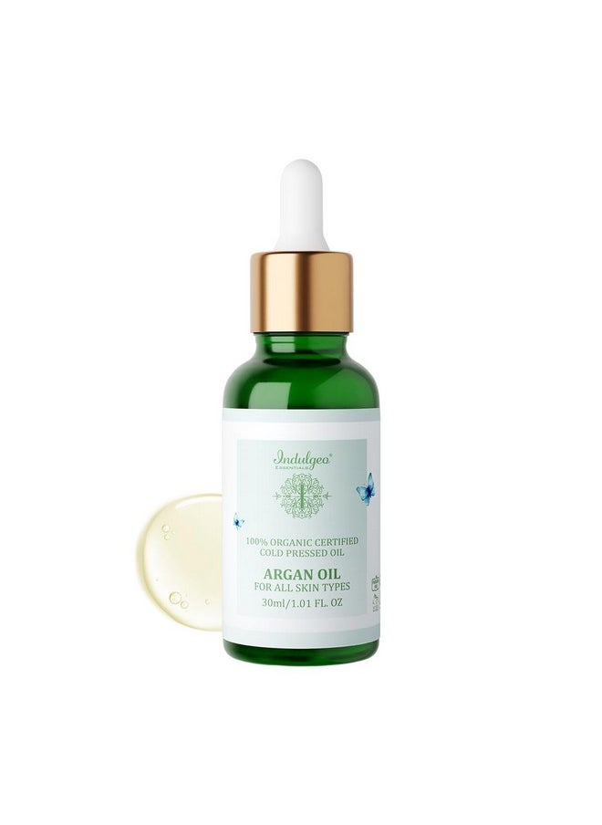 Indulgeo ESSENTIALS 100% Pure Cold Pressed & Natural Argan Oil For Hair & Skin -Lightweight Oil For Intense Moisturization & Anti Ageing | Nourishing & Hydrating | All Skin Types (30Ml)  - Image 1