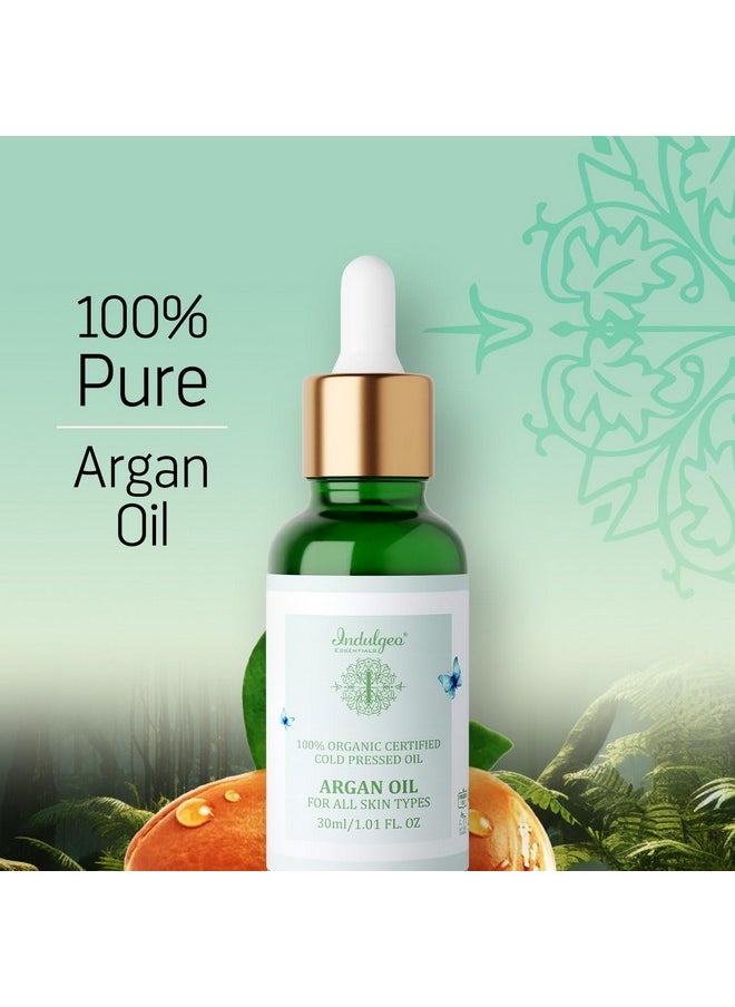 Indulgeo ESSENTIALS 100% Pure Cold Pressed & Natural Argan Oil For Hair & Skin -Lightweight Oil For Intense Moisturization & Anti Ageing | Nourishing & Hydrating | All Skin Types (30Ml)  - Image 3