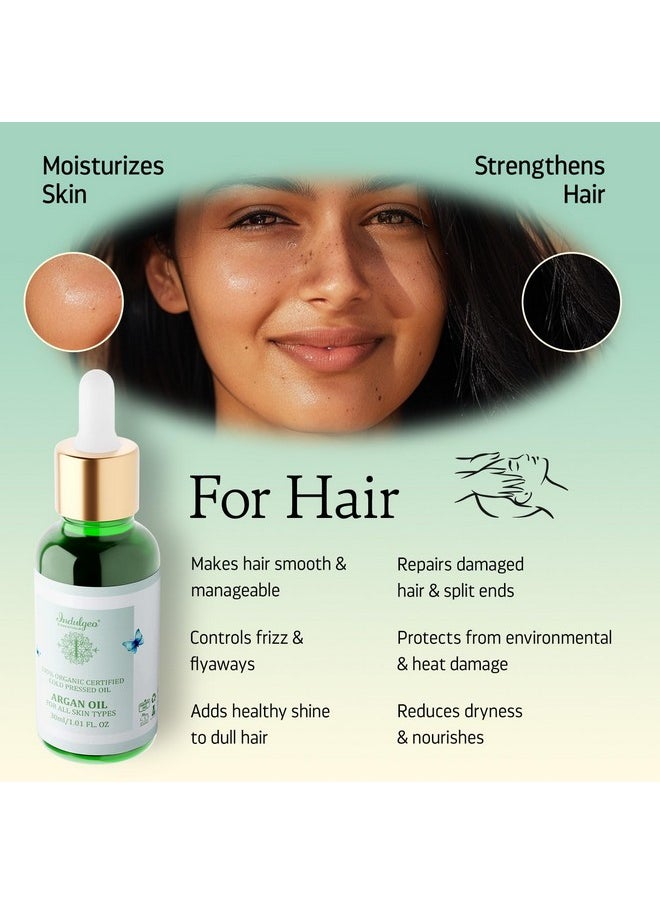 Indulgeo ESSENTIALS 100% Pure Cold Pressed & Natural Argan Oil For Hair & Skin -Lightweight Oil For Intense Moisturization & Anti Ageing | Nourishing & Hydrating | All Skin Types (30Ml)  - Image 4