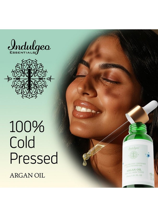 Indulgeo ESSENTIALS 100% Pure Cold Pressed & Natural Argan Oil For Hair & Skin -Lightweight Oil For Intense Moisturization & Anti Ageing | Nourishing & Hydrating | All Skin Types (30Ml)  - Image 2