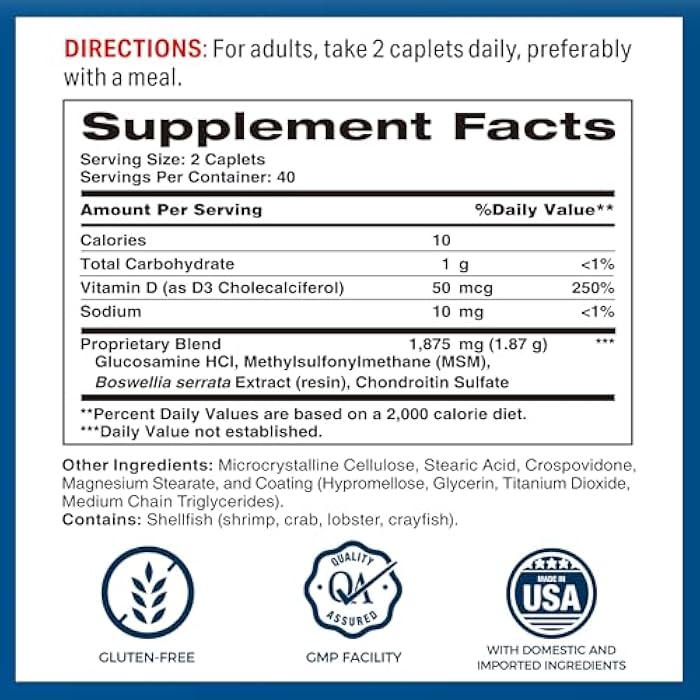 Vitamin World Triple Strength Joint Mover with Vitamin D Glucosamine Chondroitin MSM 80 Caplets, Promotes Healthy Joints, Promotes Comfort and Flexibility, Coated, Gluten Free - Image 2