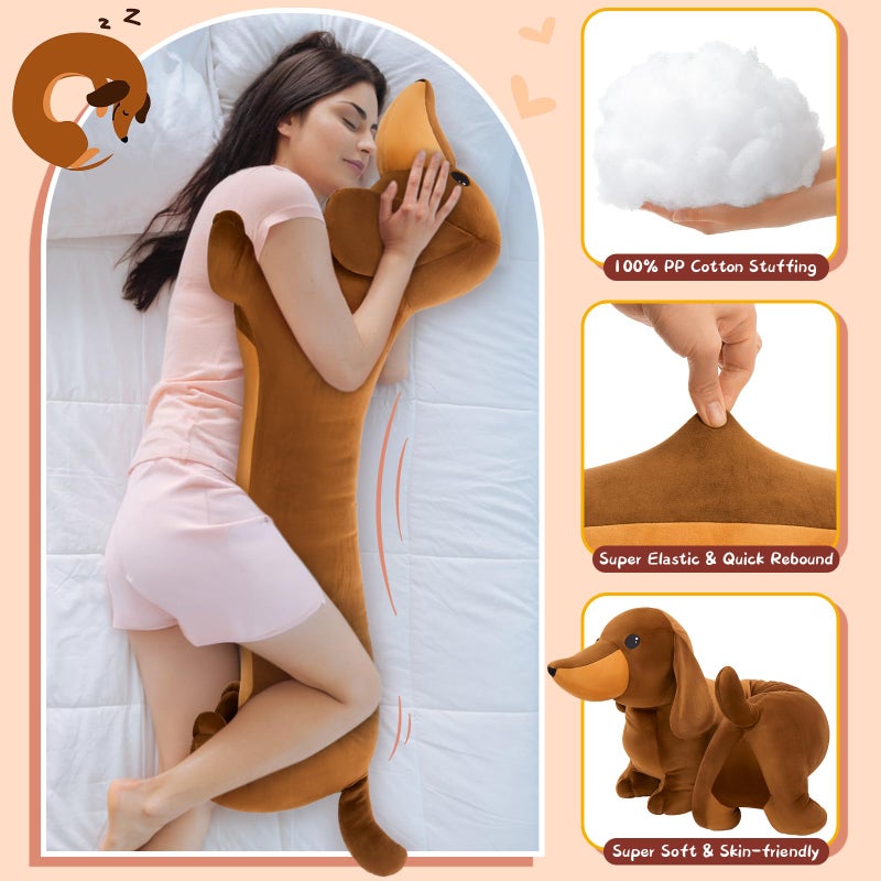 MorisMos Dachshund Stuffed Animal Plush 4ft, 43'' Long Weiner Dog Body Pillow for Kids Adults, USA Designed Realistic Plush Dachshund Toy Giant Stuffed Sausage Dog Toy Gift for Christmas Decor - Image 5