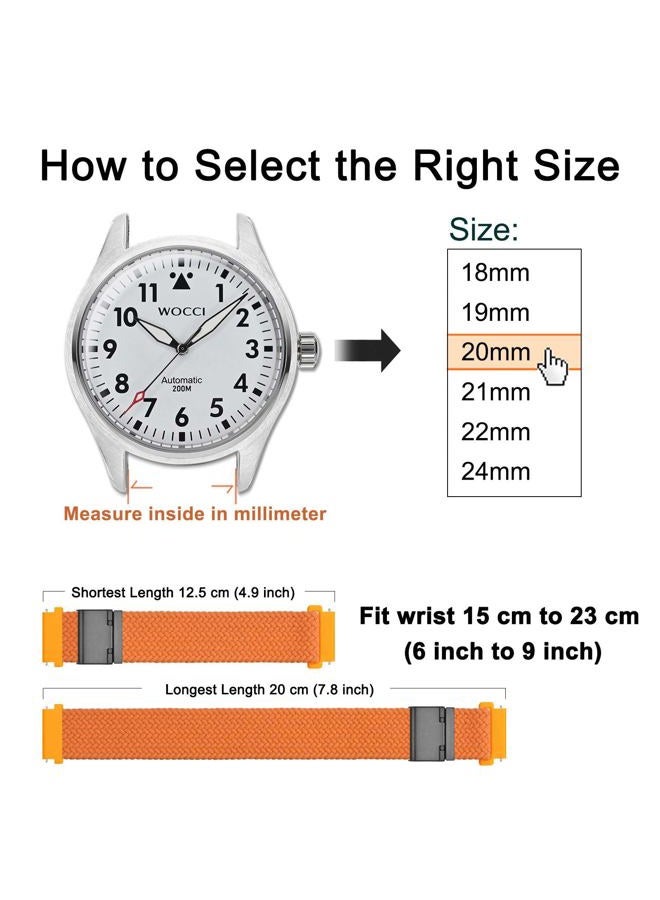 WOCCI 18mm Braided Nylon Watch Band for Men and Women, Quick Release, Black Stainless Steel Buckle (Orange)  - Image 4