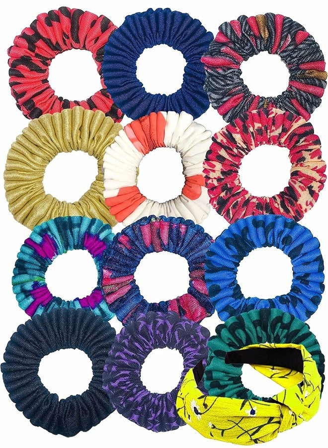 Quarya Women's Girl's Elastic Hair Bands Scrunchies Ponytail Holder Ties Ropes For Girls and Women Hair Accessories Multi- Colour (Set of 12 Plus 1 Hairband) - Image 1
