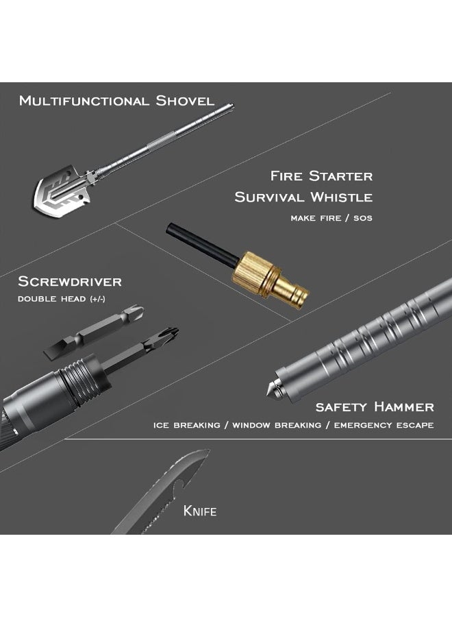 توبيز مجرفة توبيز SHOVEL-01 متعددة الوظائف قابلة للطي، خفيفة الوزن محمولة للتخييم والبقاء مزودة بقداحة نار، صفارة إنذار، مطرقة أمان، سكين، مفك براغي، أدوات الطوارئ - Image 5