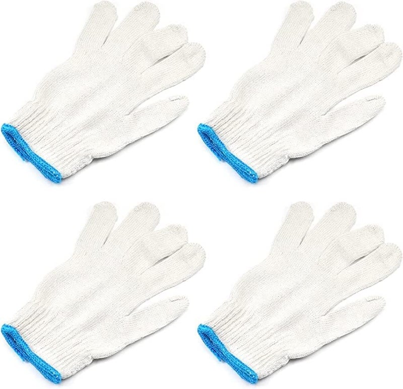 AQ AQSON قفازات قطنية بيضاء من AQSON بحافة زرقاء - 12 زوج من قفازات العمل الواقية بدون seams للاستخدام الصناعي - Image 2