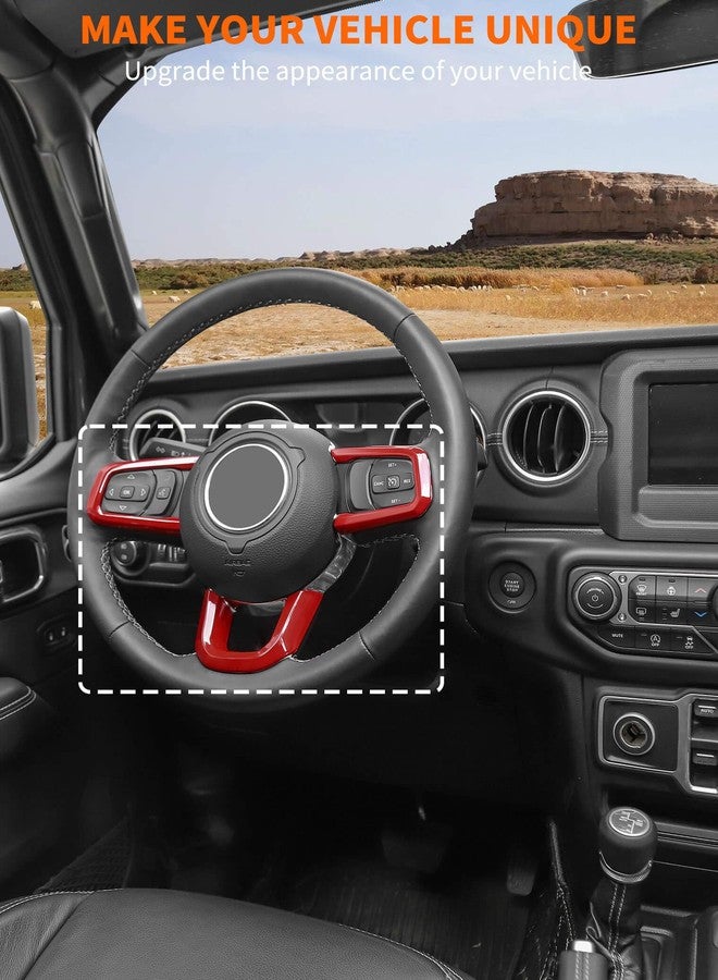 Savadicar Red Interior Accessories - Steering Wheel Trim for 2018-Present Jeep Wrangler JL JLU 4XE & Gladiator JT - Solid Color Interior Decor Upgrade Option, 3-Piece - Image 2