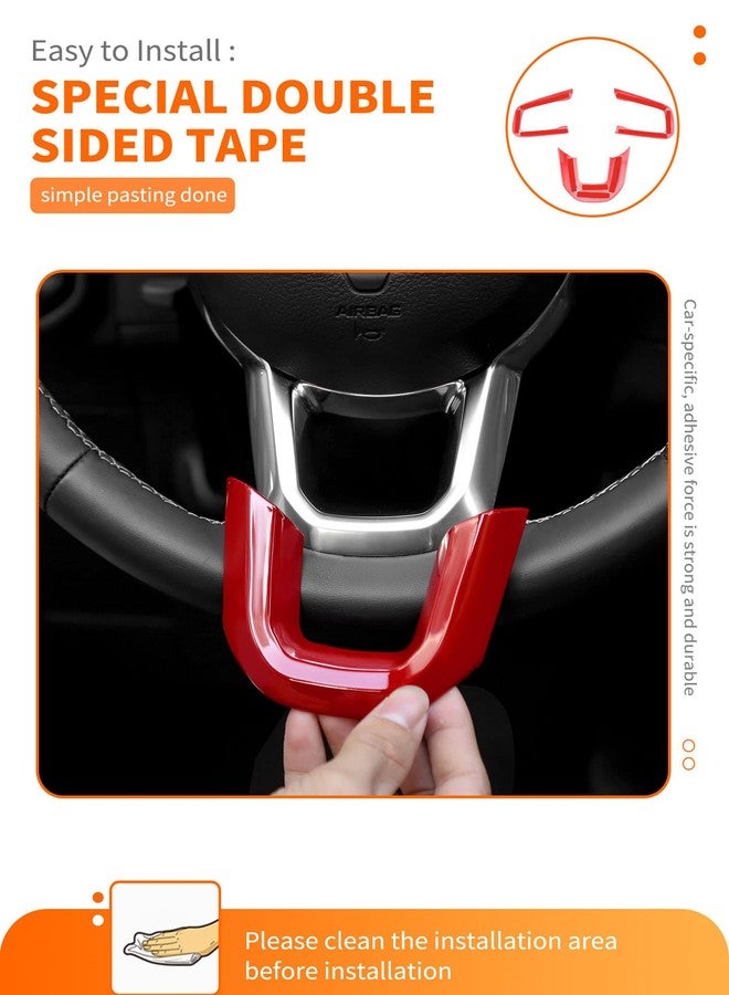 Savadicar Red Interior Accessories - Steering Wheel Trim for 2018-Present Jeep Wrangler JL JLU 4XE & Gladiator JT - Solid Color Interior Decor Upgrade Option, 3-Piece - Image 4