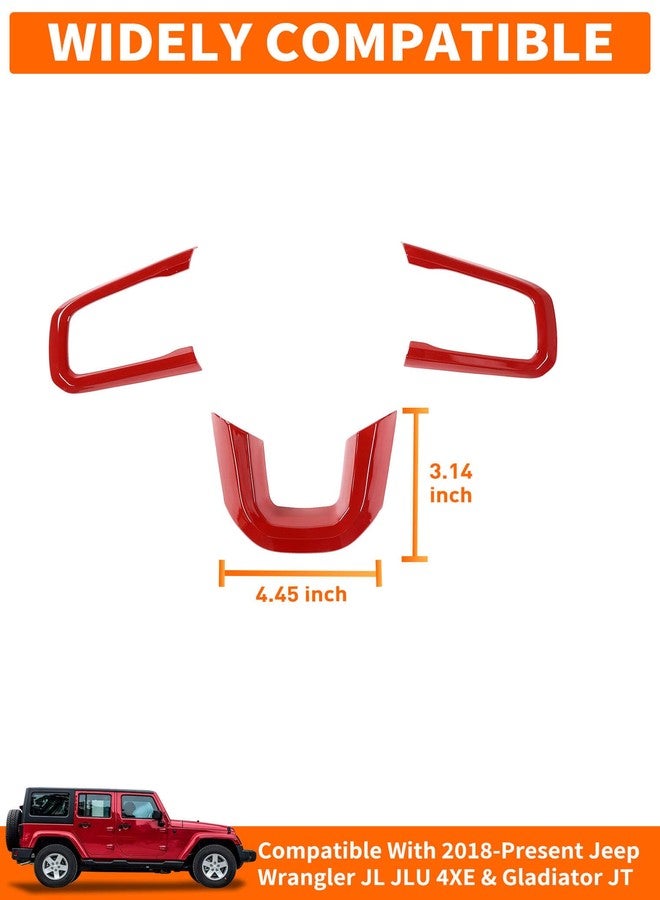 Savadicar Red Interior Accessories - Steering Wheel Trim for 2018-Present Jeep Wrangler JL JLU 4XE & Gladiator JT - Solid Color Interior Decor Upgrade Option, 3-Piece - Image 5