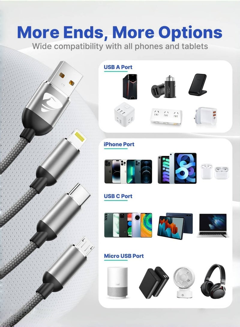 CHU DAI 3-in-1 USB Fast Charging Cable - 120W Super Fast Charger , Multiple Charger Wire for Cellphone, Tablets and More - Image 3