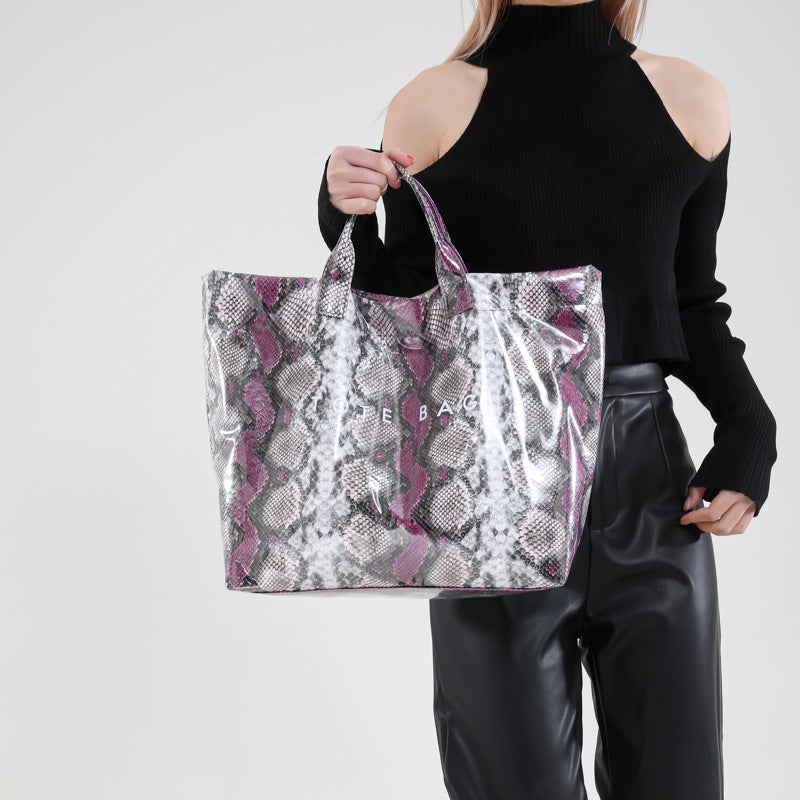 Large-Capacity Python Pattern Commuter Lazy Style Bag 2025 Fashion Portable Large-Capacity Single Shoulder Mommy - Image 3