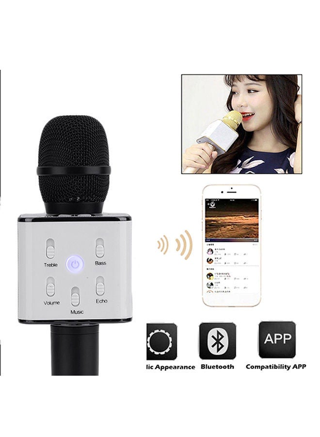 NIBEMINENT Q7 Bluetooth Karaoke Microphone With Speaker wireless-microphone-black Black/White  - Image 5