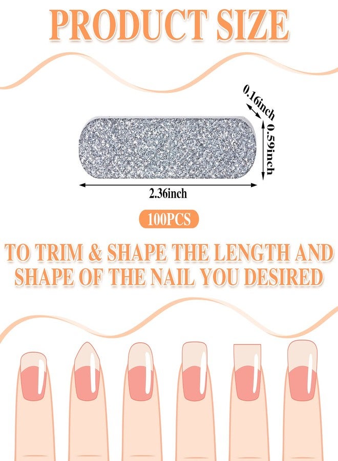 Sumind 100 Pack Nail Files Set Professional Double Sided Emery Boards for Nails Reusable 180 Grit Silver Diamond Files Bulk Home Natural Fingernails Toenails Manicure Pedicure Buffering Tools - Image 2