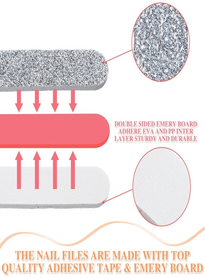 Sumind 100 Pack Nail Files Set Professional Double Sided Emery Boards for Nails Reusable 180 Grit Silver Diamond Files Bulk Home Natural Fingernails Toenails Manicure Pedicure Buffering Tools - Image 5