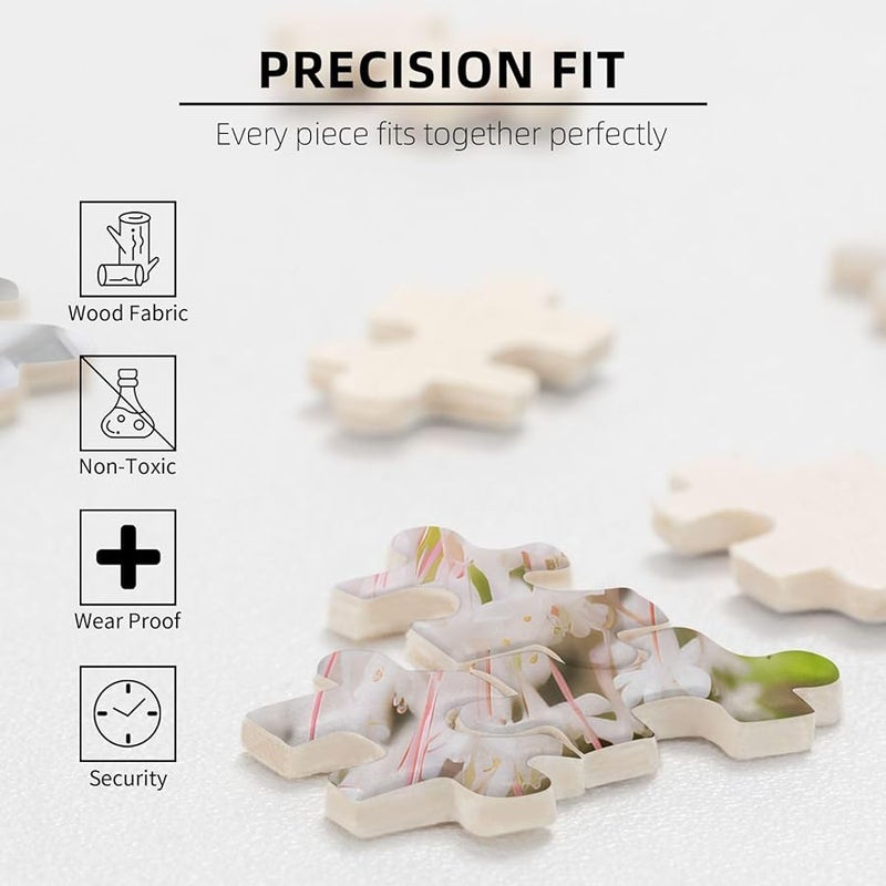 Phayah White Money Flower 1000 قطعة لغز للكبار ديكور المنزل هدية 29.5 × 19.7 بوصة - Image 5