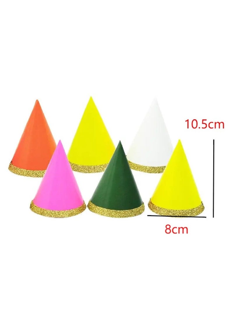 ذا بارتي بوبير مجموعة من 6 قبعات مخروطية ملونة لحفلات أعياد الميلاد للأطفال والكبار مثالية لاحتفالات أعياد الميلاد وديكورات الحفلات - Image 2