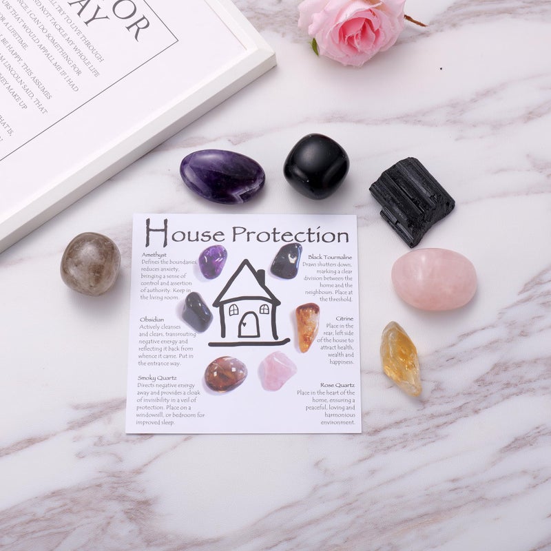 Ukodnus House Protection Crystal Set â€“ Home Protection Crystals for Negative Energy Removal, EMF Cleansing & Spiritual Blessing â€“ New Home Gift, Housewarming Kit, Healing Stones - Image 3