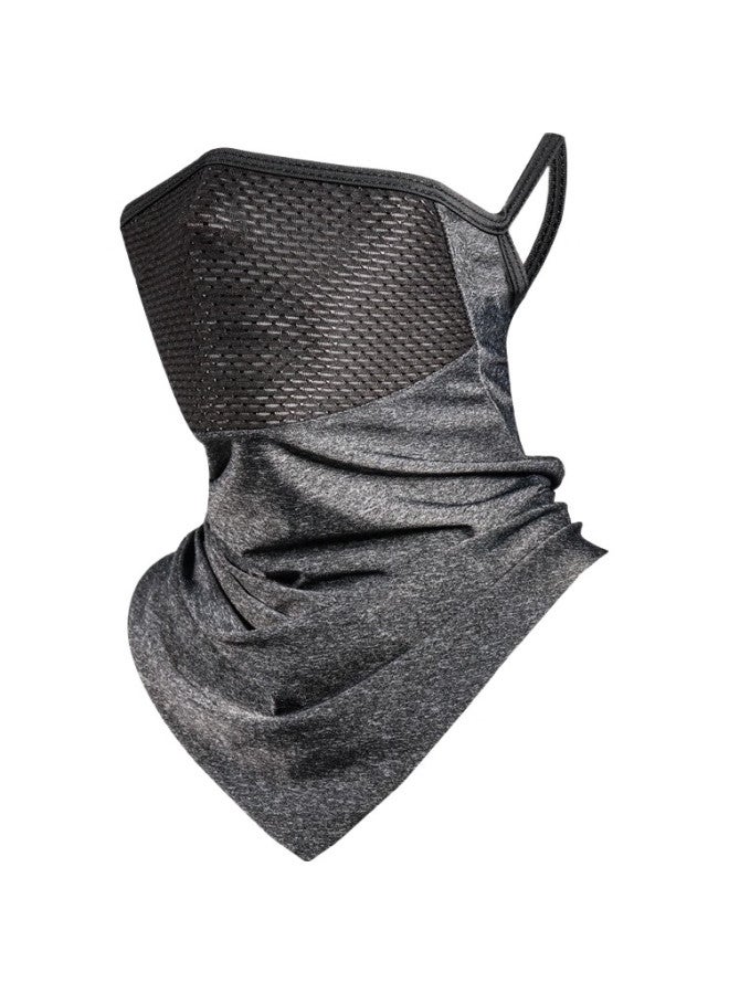 CAVALRY Summer Ice Silk Magic Headband, Breathable Sun Protection Mesh, Sports Ear-Loop Face Mask For Men And Women, Dust-Proof Triangular Scarf, Moisture-Wicking Cycling Gear, Black - Image 1