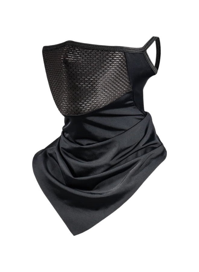 CAVALRY Summer Ice Silk Magic Headband, Breathable Sun Protection Mesh, Sports Ear-Loop Face Mask For Men And Women, Dust-Proof Triangular Scarf, Moisture-Wicking Cycling Gear, Black - Image 3