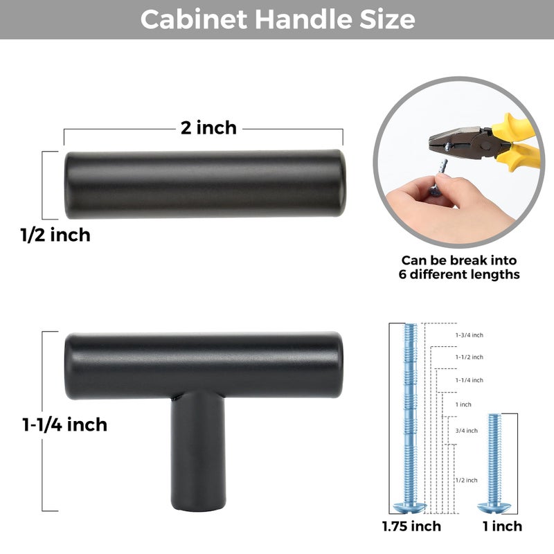 Ravinte Decor 30 Pack Matte Black Cabinet Knobs - Kitchen Cabinet Knobs Black Pulls for Kitchen Drawer Stainless Steel Dresser Hardware 2in Length Single Hole T Bar - Image 3