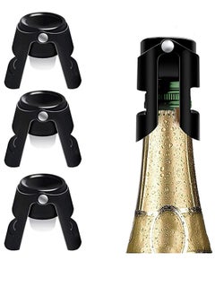 KASTWAVE Champagne Stoppers Stainless Steel Black Sealer Stopper 3 Pack  - Image 5