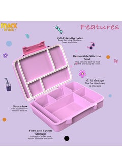 Snack attack Lunch Box for Kids School,Children Lunch Box with Compartments, Bento Box Children, Leak-proof Lunch Box for Girls and Boys, Snack Box, Perfect for School, Nursery & Trips (Pink Bunny)  - Image 2