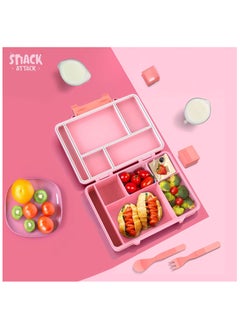 Snack attack Lunch Box for Kids School,Children Lunch Box with Compartments, Bento Box Children, Leak-proof Lunch Box for Girls and Boys, Snack Box, Perfect for School, Nursery & Trips (Pink Bunny)  - Image 3
