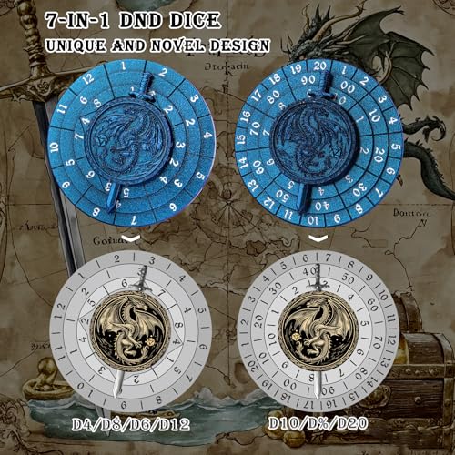 Haxtec Spinner Dice 7in1 Metal DND Dice Set Unique Dice Spinner Antique for Dungeons and Dragons DND Gifts RPG Role Playing Rotate Gaming Dice - Image 5