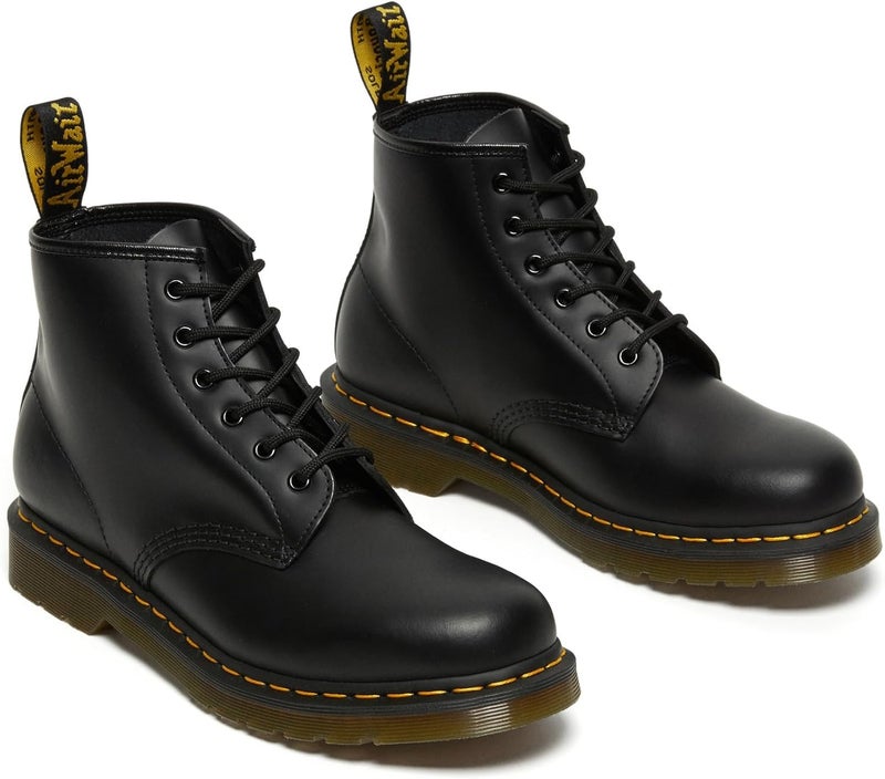 Dr. Martens Women's 101 Yellow Stitch Smooth Leather Ankle Boots - Black Smooth - Image 1