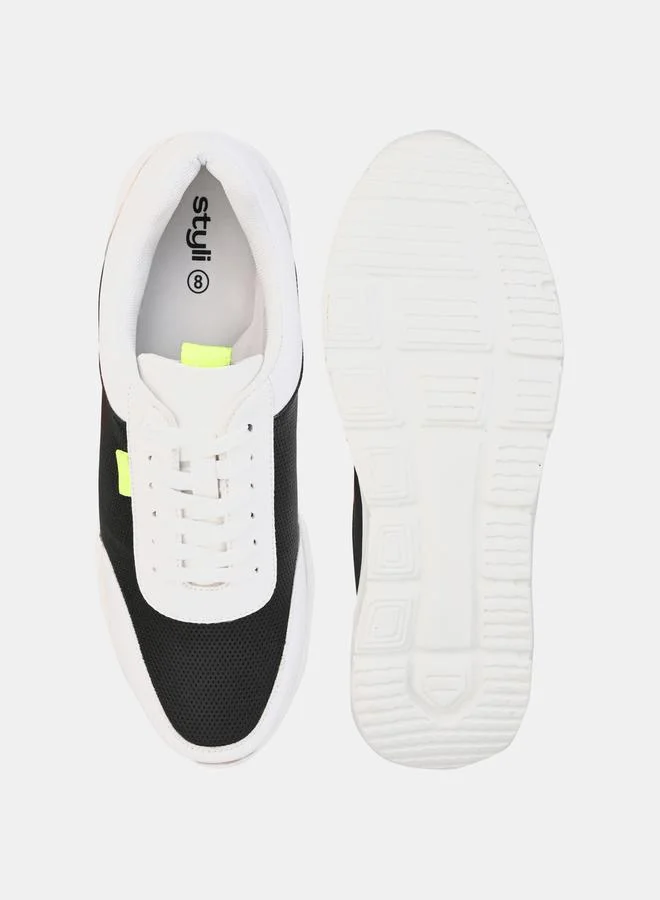 ستايلي Abstract Chunky Sole Lace Up Sneakers