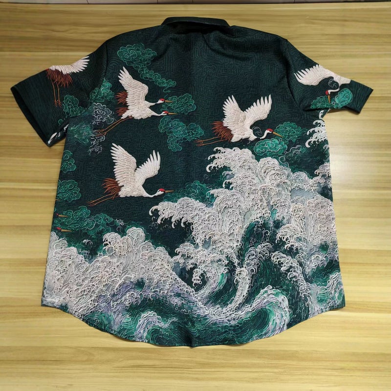 Men's Retro Ethnic Print Long Sleeve Shirt - Image 4