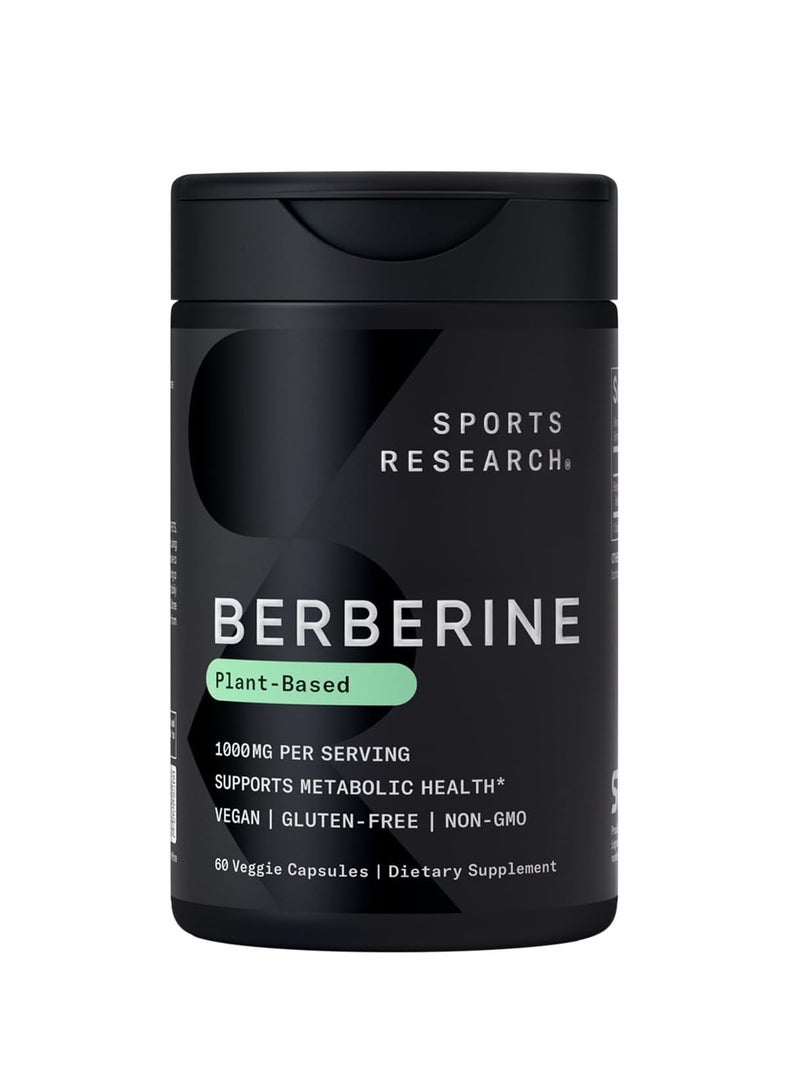 SPORTS RESEARCH SR Berberine Plant Based 1000mg per Serving 60 veggie capsules - Image 1