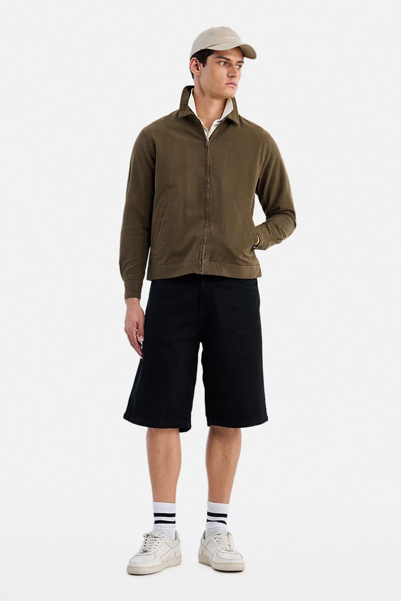 سنيتش Brown Solid Long Sleeve Regular Fit Jacket