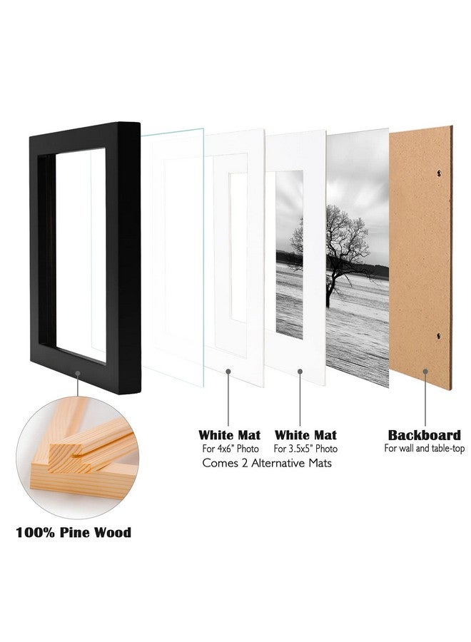 Egofine مجموعة إطارات صور Egofine 5x7 من 4 قطع، مصنوعة من الخشب الصلب ومغطاة بالبليكسي 3.5x5 و 4x6 مع مات أو 5x7 بدون مات، لعرضها على الطاولة أو تعليقها على الحائط، إطار صور أبيض - Image 2