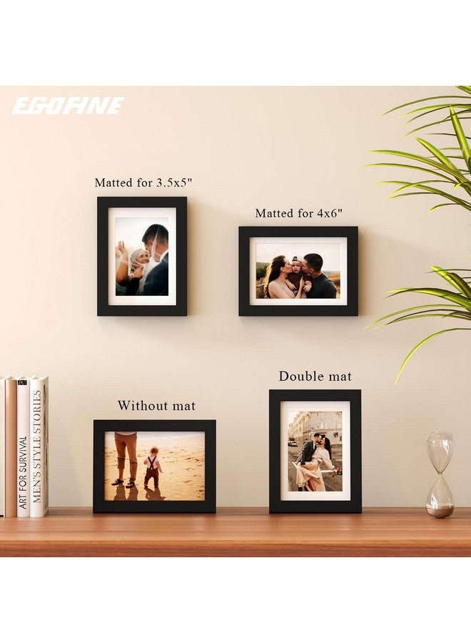 Egofine مجموعة إطارات صور Egofine 5x7 من 4 قطع، مصنوعة من الخشب الصلب ومغطاة بالبليكسي 3.5x5 و 4x6 مع مات أو 5x7 بدون مات، لعرضها على الطاولة أو تعليقها على الحائط، إطار صور أبيض - Image 4