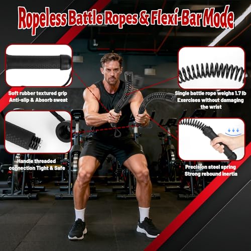 WKNNOXT Cordless Battle Ropes 2Pack Portable Workout Ropes for HIIT WorkoutsCardio Muscle TrainingLowImpact Cardio TrainingHome Gym Equipment for Men Women19LB x 2 18LB2 - Image 3