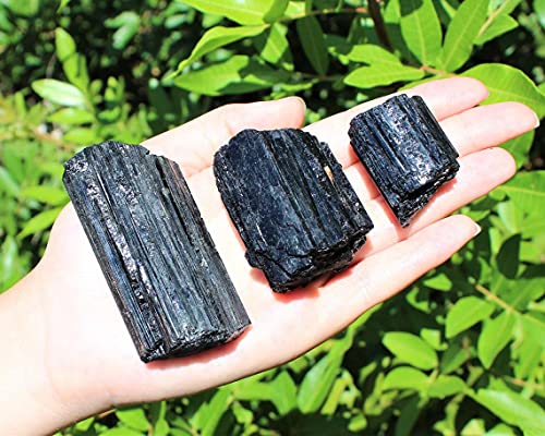 Zenkeeper 1Lb Rough Black Tourmaline Crystals Stone Large Raw Black Tourmaline Stones Bulk Natural Black Tourmaline Crystal Healing Stone for Tumbling, Polishing, Wire Wrapping, Wicca & Reiki - Image 2