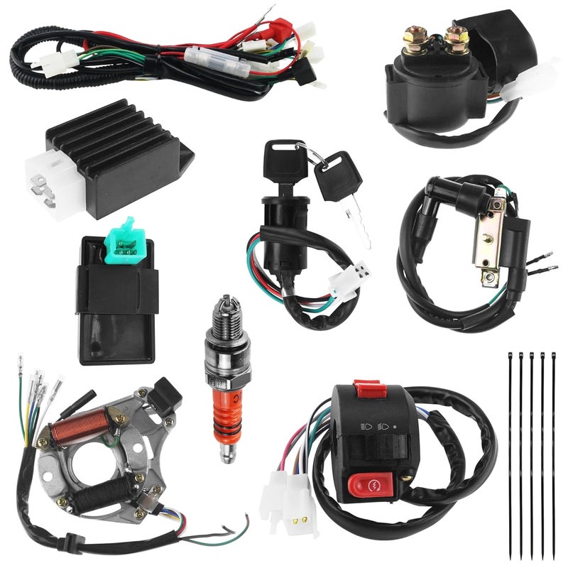PRO BAT حزمة أسلاك كهربائية ATV 110cc للدراجات الرباعية الصينية Go Kart Taotao 50CC 70 90 110CC 125CC مع مرحل بدء التشغيل وملف الإشعال ومنظم الجهد CDI - Image 1